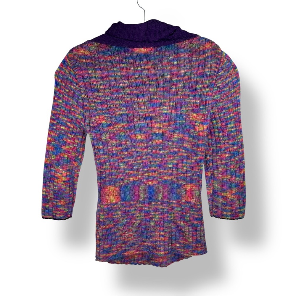 Vintage COSA-NOSTRA Rainbow Mohair Knit Turtleneck Sweater Made in Japan - Picture 4 of 6